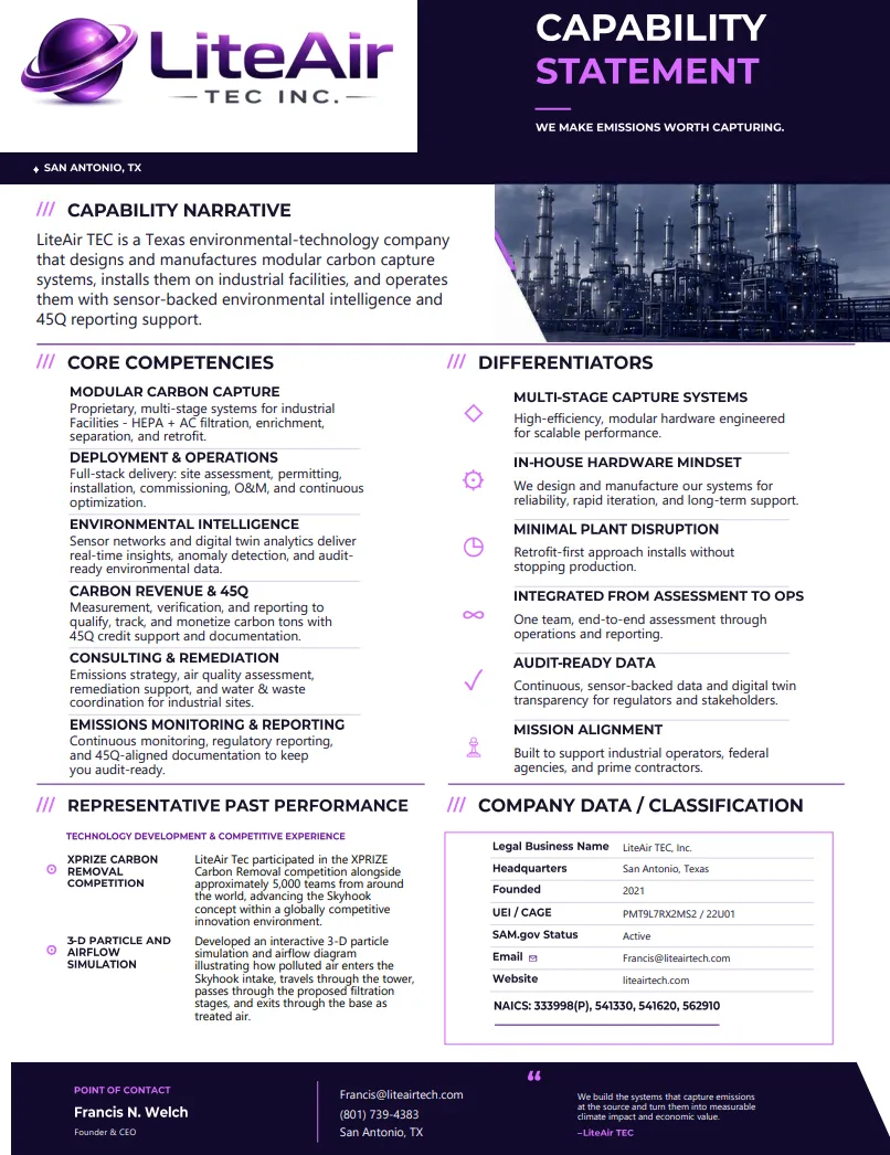 LiteAir TEC Inc capability statement